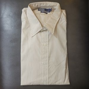 Polo by Ralph Lauren light brown and white stripe 17 1/2 34 Long Sleeve